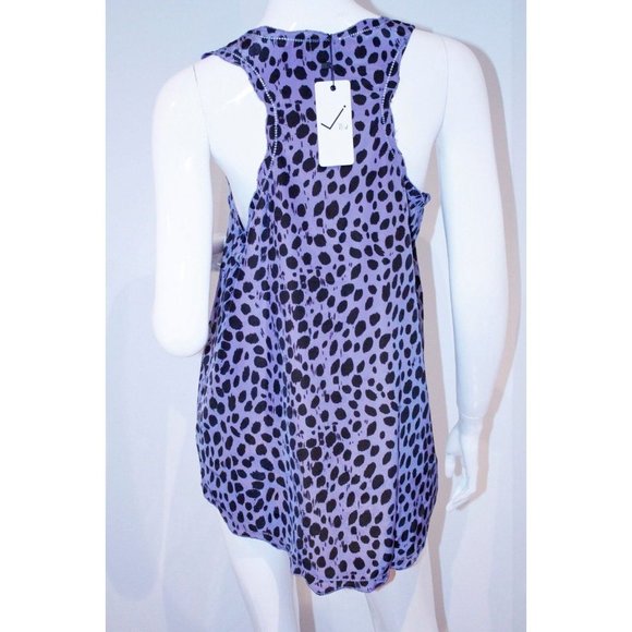 VERY J Designer Polka  BLOUSE Top SHIRT Blue Black LOOSE ( M ) - Picture 2 of 2